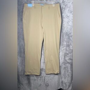 Beige Straight-Leg Pants